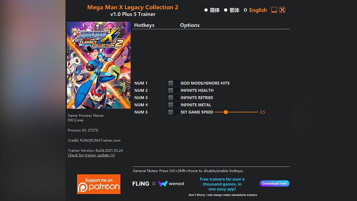 Mega Man X Legacy Collection 2 — Trainer (+5) [1.0]