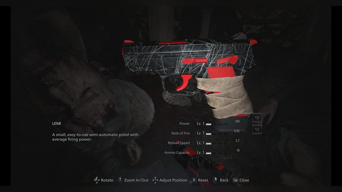 Resident Evil Village — Black and red starting pistol