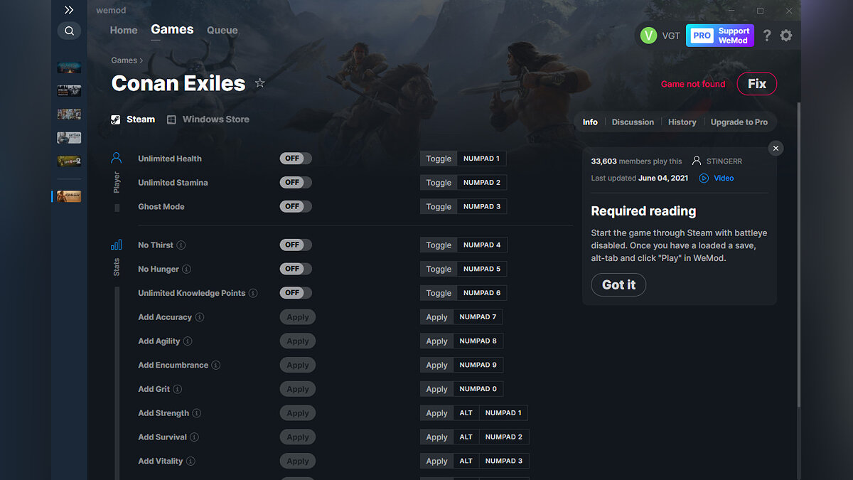 Conan Exiles — Trainer (+16) from 06/04/2021 [WeMod]