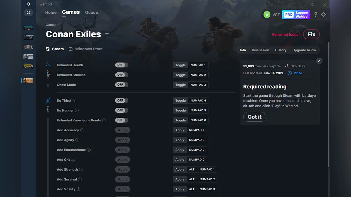 Conan Exiles — Trainer (+16) from 06/04/2021 [WeMod]