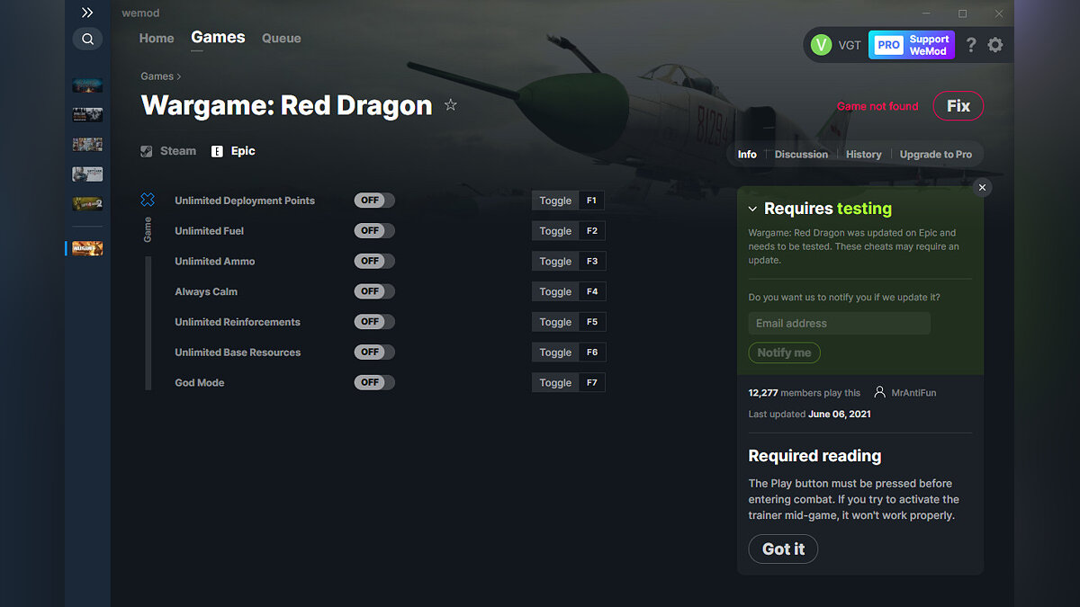 Wargame: Red Dragon — Trainer (+7) from 06.06.2021 [WeMod]