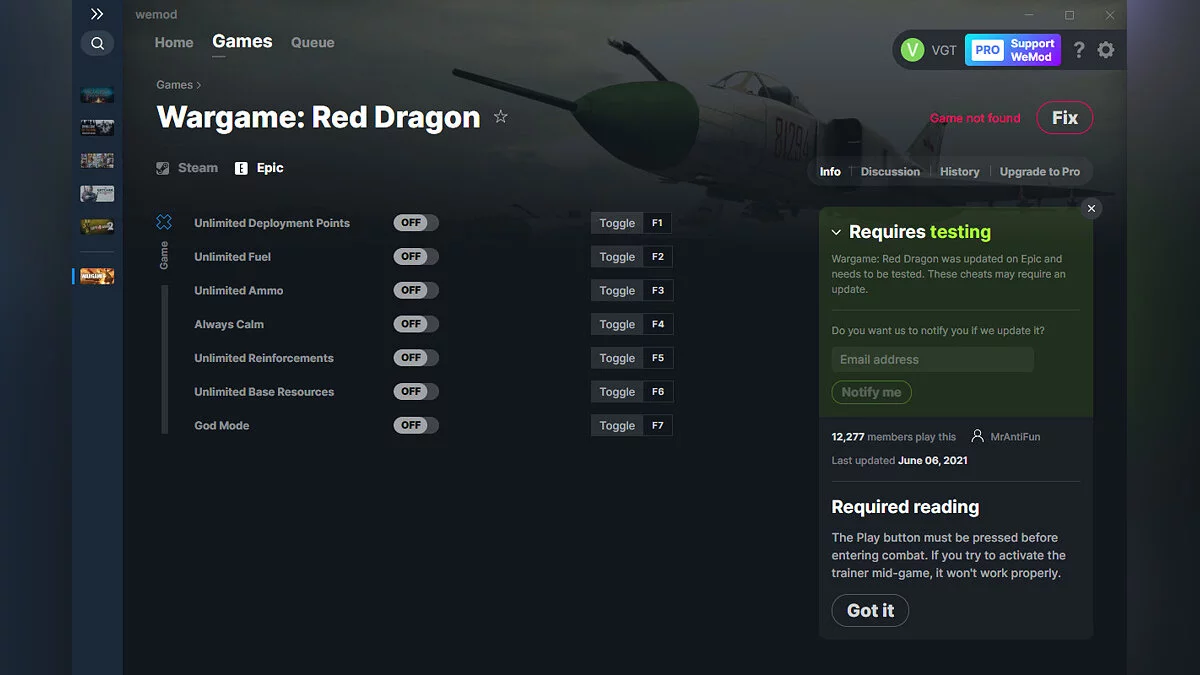 Wargame: Red Dragon — Trainer (+7) from 06.06.2021 [WeMod]