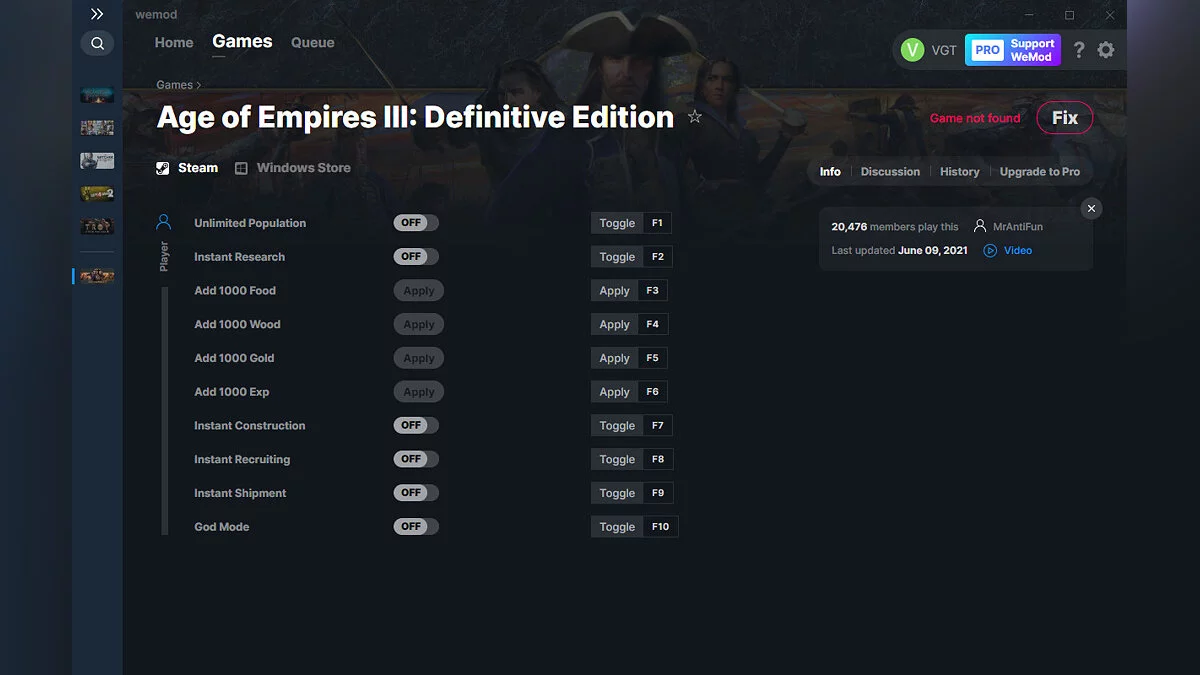 Age Of Empires 3: Definitive Edition — Trainer (+10) from 06/09/2021 [WeMod]