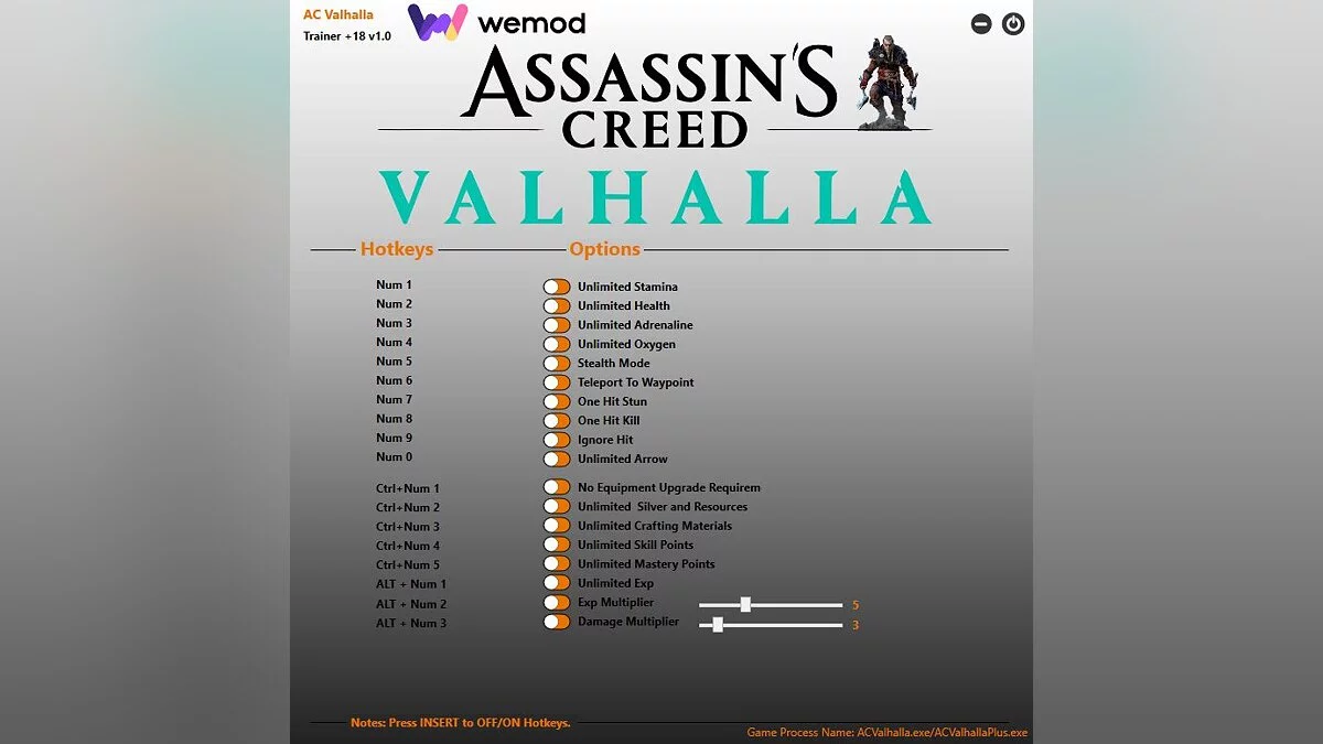 Assassin&#039;s Creed Valhalla — Trener (+18) [1.0] [Različica igre: v1.0.2-v1.2.1+]