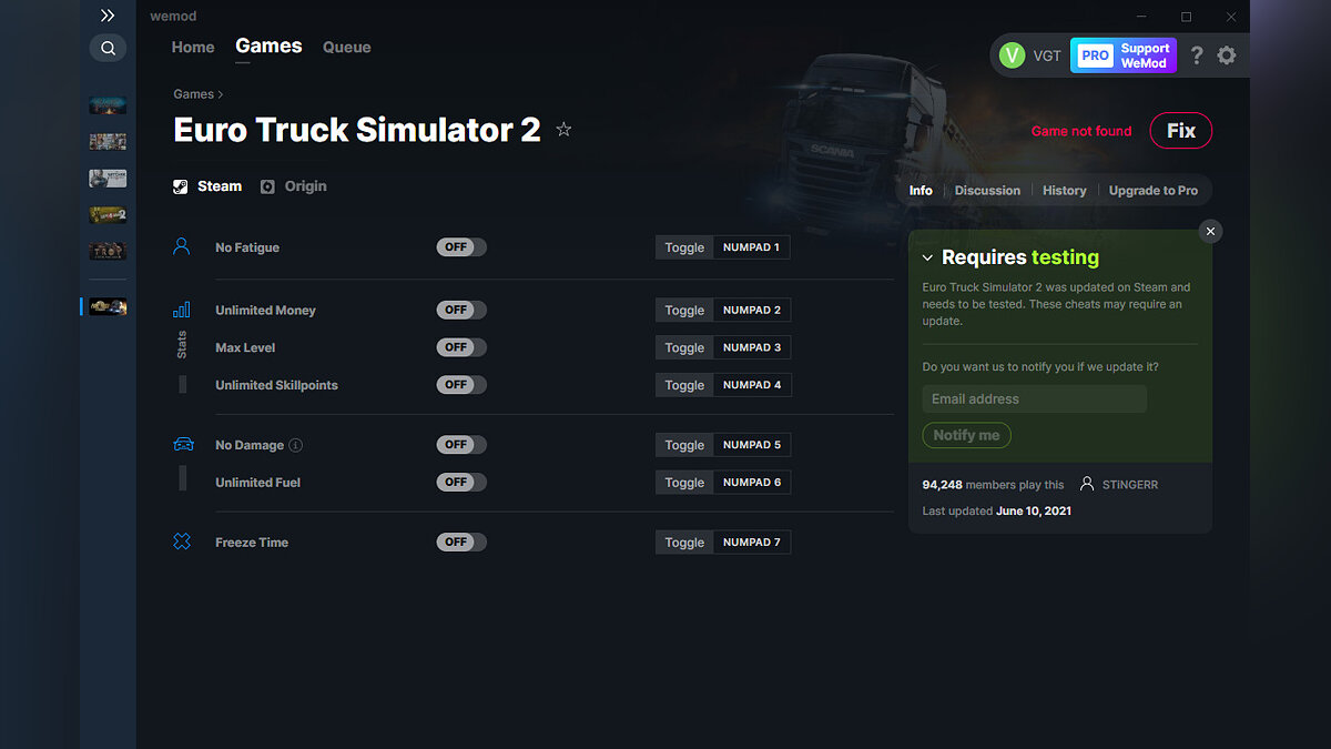 Euro Truck Simulator 2 — Trainer (+7) from 10.06.2021 [WeMod]