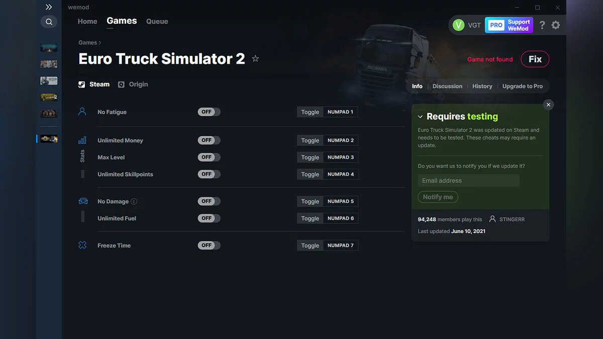 Euro Truck Simulator 2 — Trainer (+7) from 10.06.2021 [WeMod]