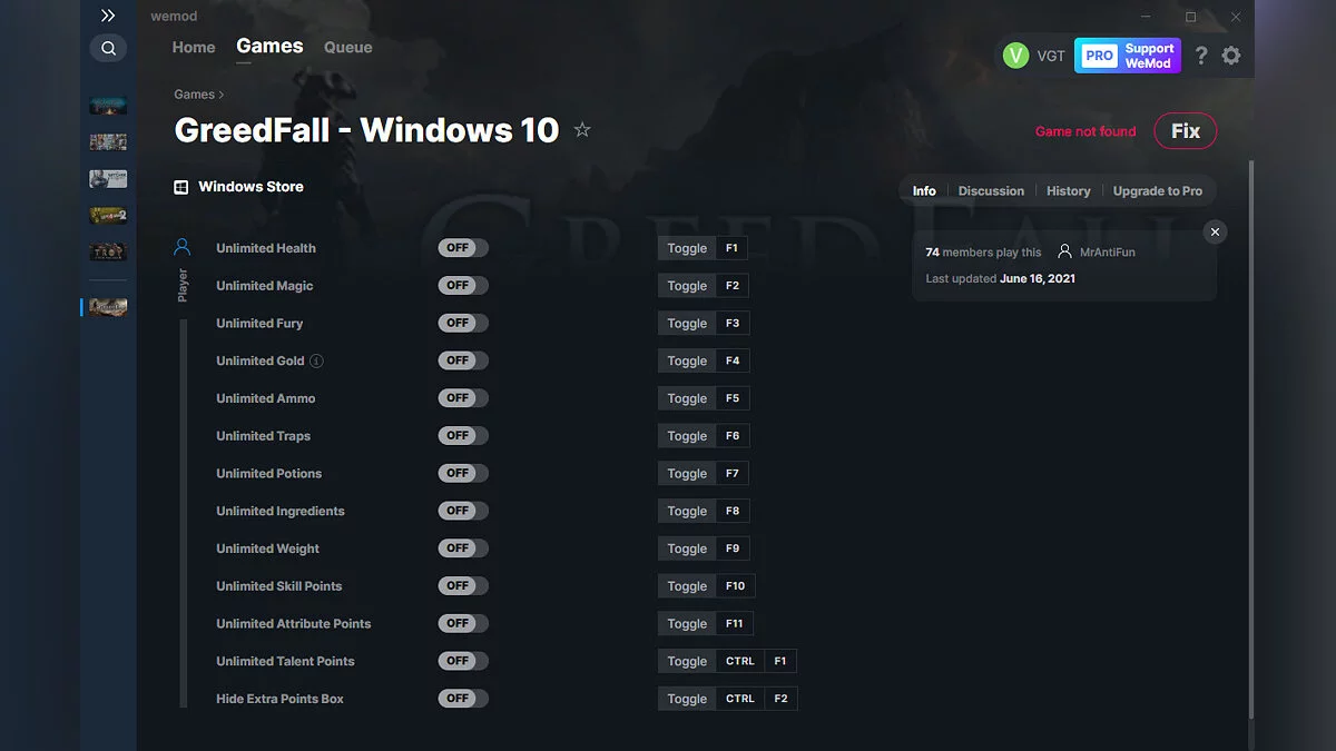 GreedFall — Trainer (+13) from 06/16/2021 [WeMod] - Windows 10