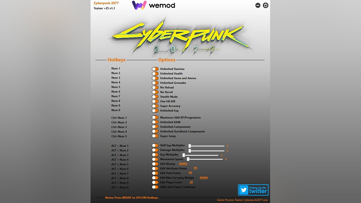 Cyberpunk 2077 — Trainer (+25) [1.1] [Game Version: v1.03-v1.23+]