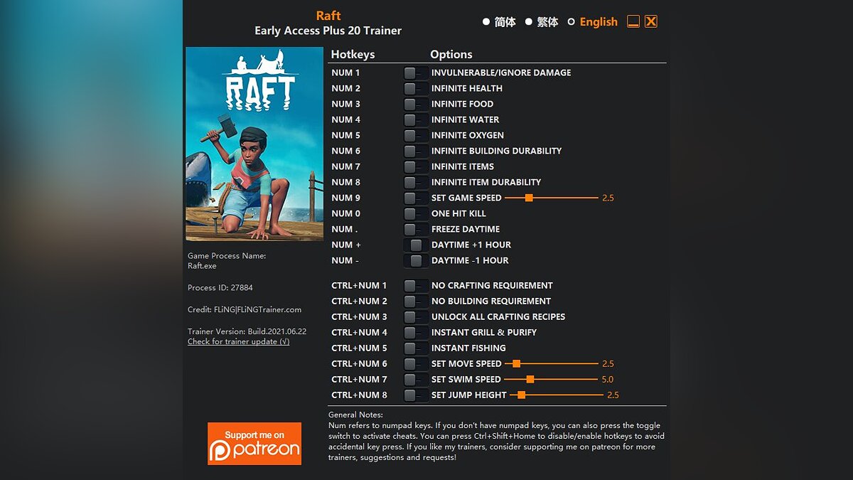 Raft — Trainer (+20) [EA - UPD: 06/22/2021]