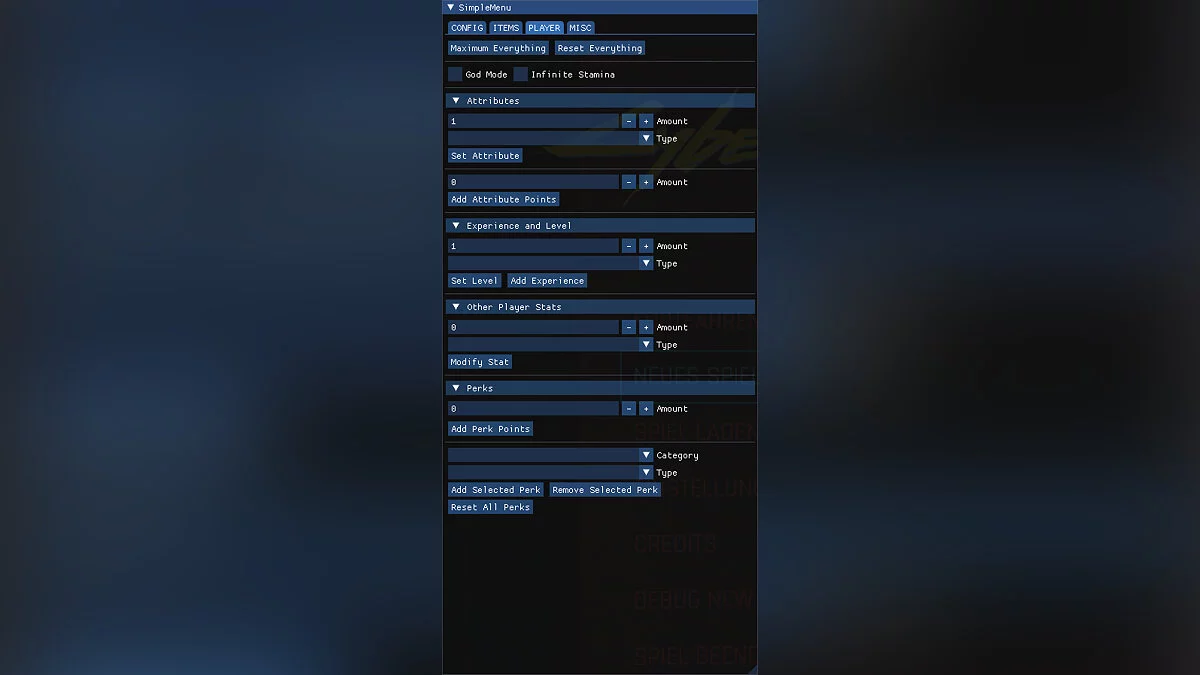 Cyberpunk 2077 — Simple Menu - простое меню функций