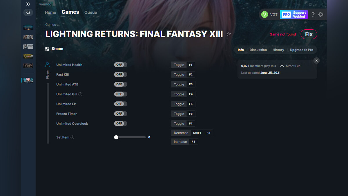 Lightning Returns: Final Fantasy XIII — Trainer (+8) from 06/25/2021 [WeMod]