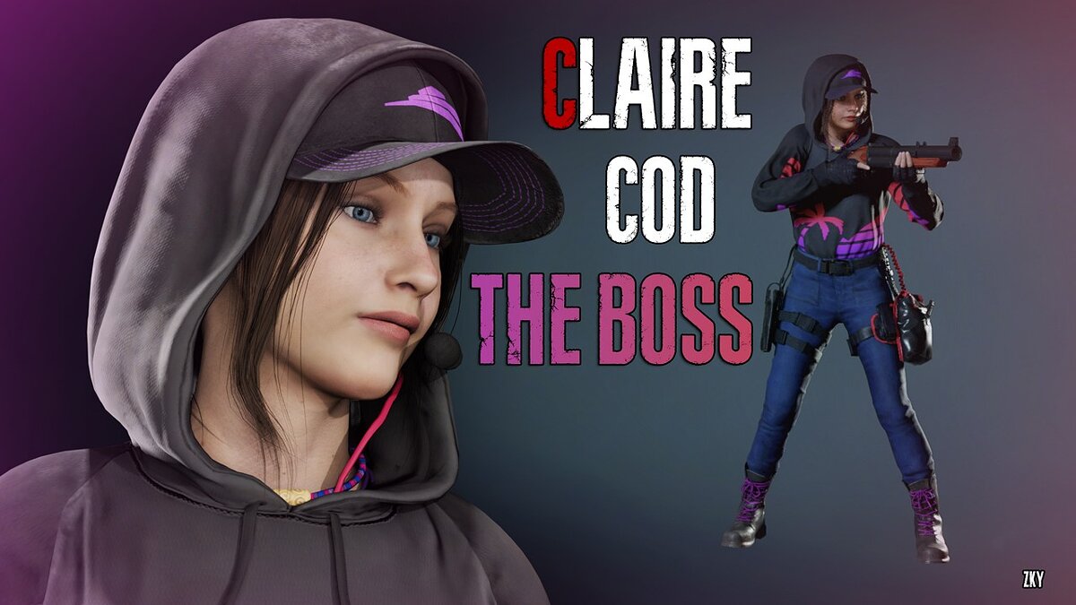 Resident Evil 2 — Claire in a boss costume from a game from Call of Duty