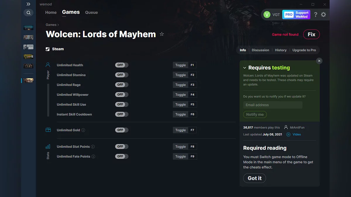 Wolcen: Lords of Mayhem — Entrenador (+9) del 08/07/2021 [WeMod]