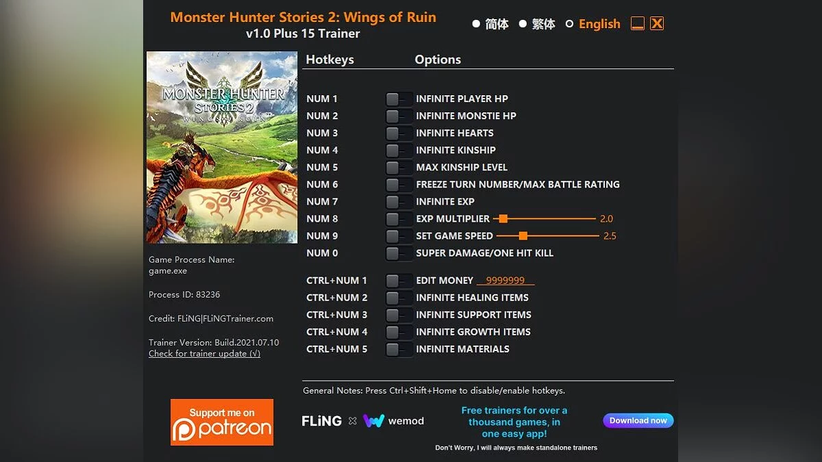 Monster Hunter Stories 2: Wings of Ruin — Trainer (+15) [1.0]