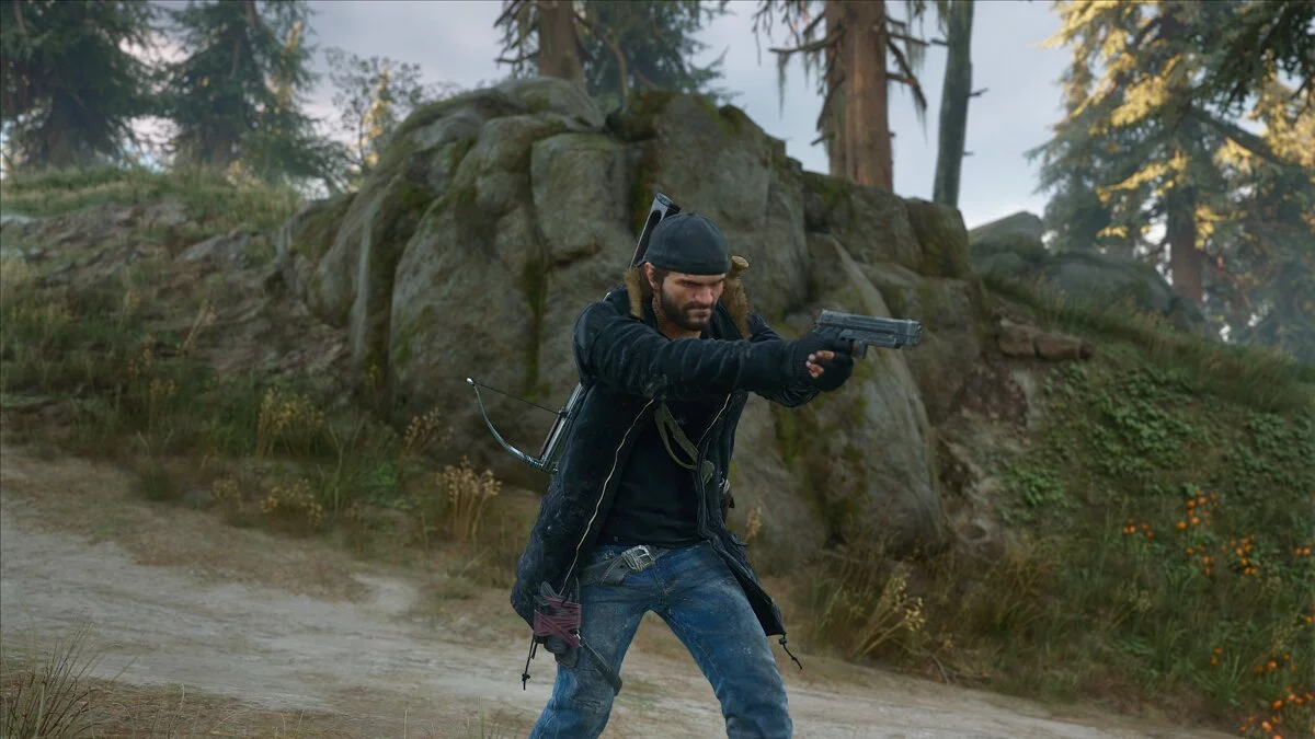 Days Gone — Blazer negro y guantes de punto