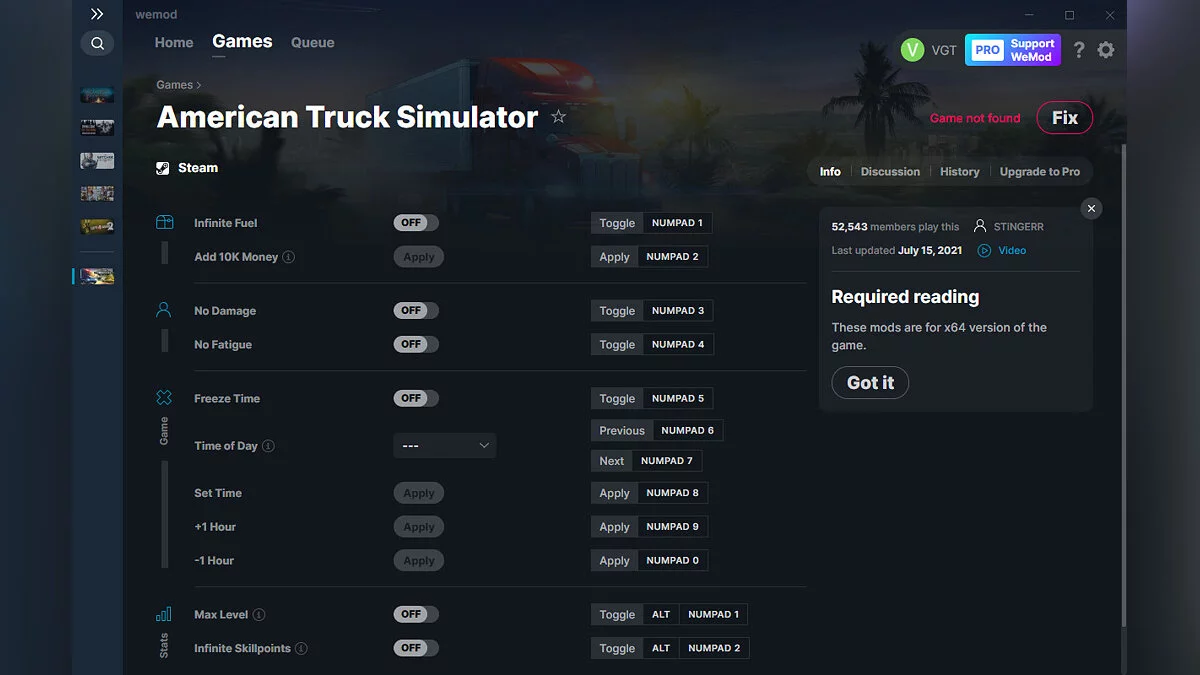 American Truck Simulator — Trainer (+11) from 07/15/2021 [WeMod]