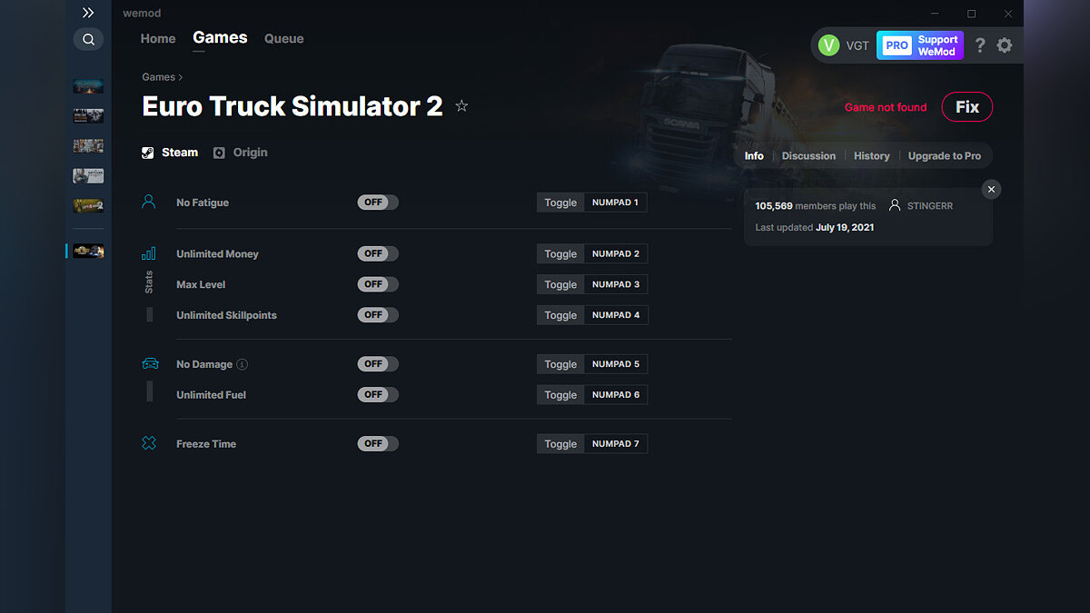 Euro Truck Simulator 2 — Trainer (+7) from 07/19/2021 [WeMod]