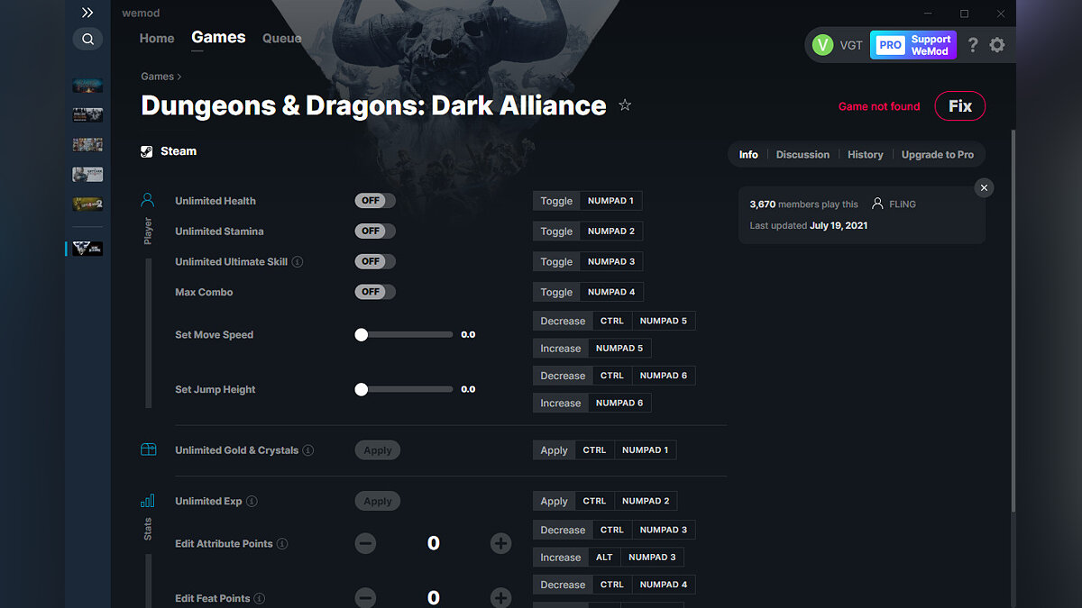 Dungeons &amp; Dragons: Dark Alliance — Trainer (+11) from 07/19/2021 [WeMod]