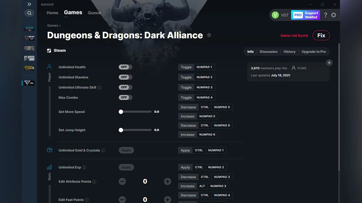 Dungeons &amp; Dragons: Dark Alliance — Trainer (+11) from 07/19/2021 [WeMod]