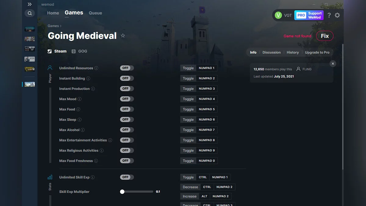 Going Medieval — Entrenador (+14) del 25/07/2021 [WeMod]