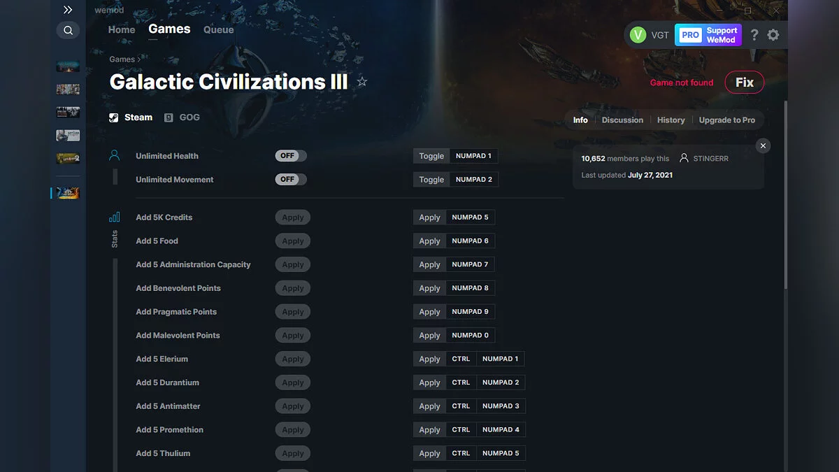 Galactic Civilizations 3 — Trainer (+30) from 07/27/2021 [WeMod]