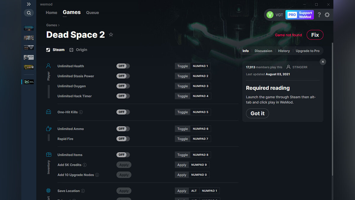 Dead Space 2 — Trainer (+13) from 08/03/2021 [WeMod]