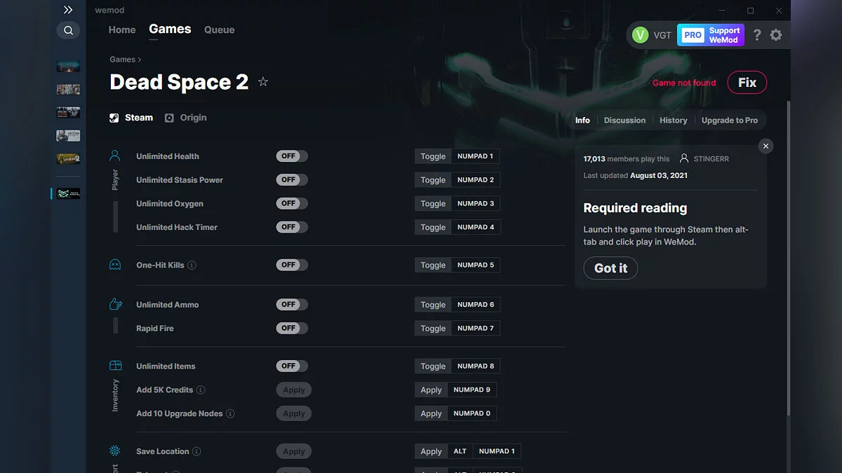 Dead Space 2 — Trainer (+13) from 08/03/2021 [WeMod]