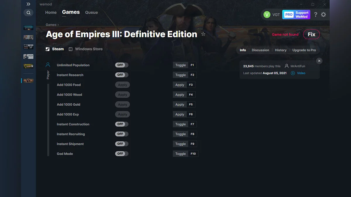 Age Of Empires 3: Definitive Edition — Trainer (+10) from 08/05/2021 [WeMod]