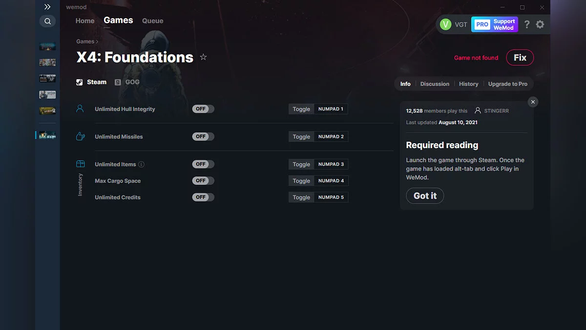 X4: Foundations — Trainer (+5) from 08/10/2021 [WeMod]