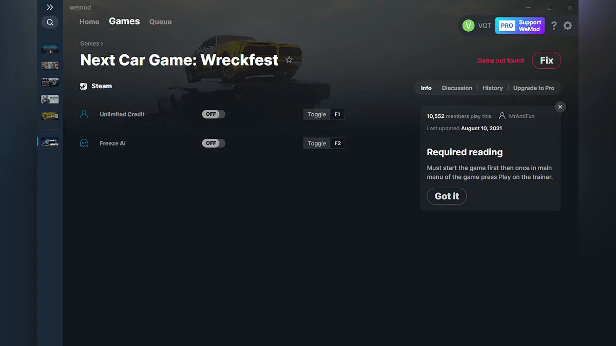 Wreckfest — Trainer (+2) from 08/10/2021 [WeMod]