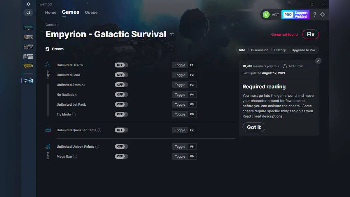 Empyrion - Galactic Survival — Trainer (+9) from 08/12/2021 [WeMod]