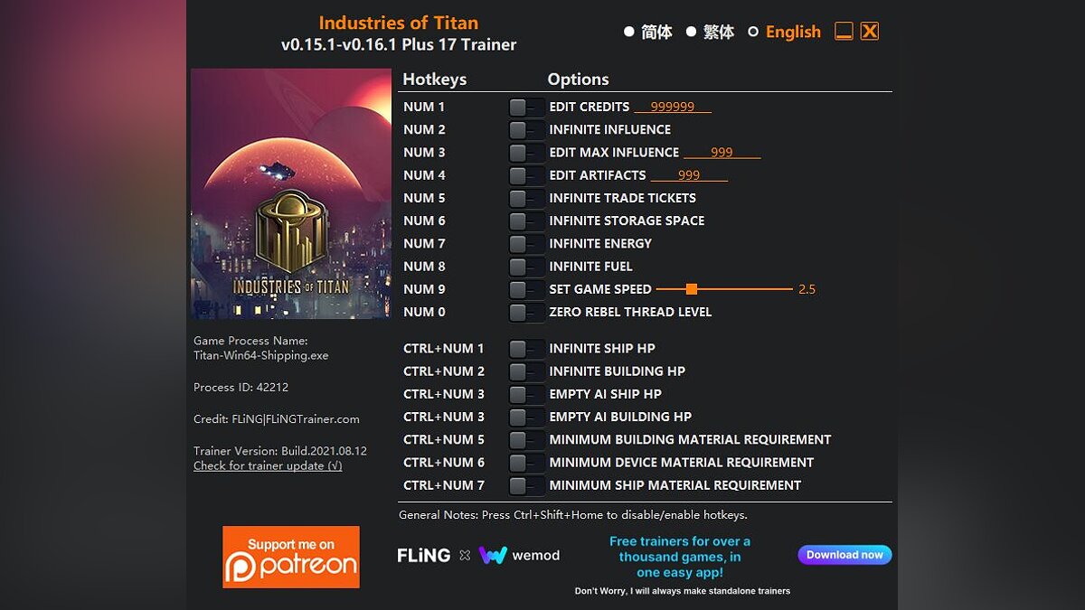 Industries of Titan — Trainer (+17) [0.15.1 - 0.16.1]