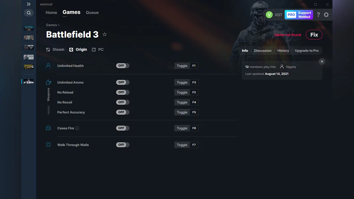 Battlefield 3 — Entrenador (+7) del 14/08/2021 [WeMod]