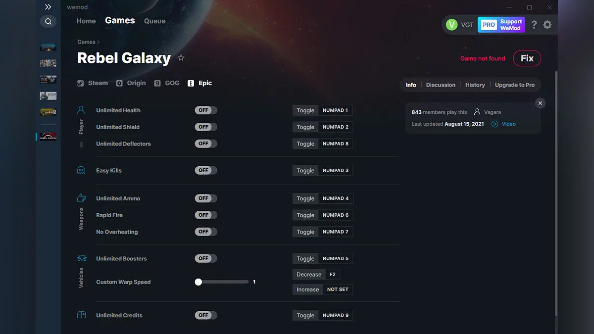 Rebel Galaxy — Formateur (+10) du 15/08/2021 [WeMod]