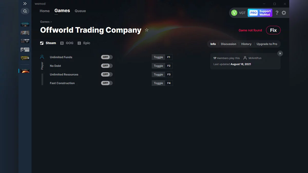 Offworld Trading Company — Trainer (+4) from 08/16/2021 [WeMod]