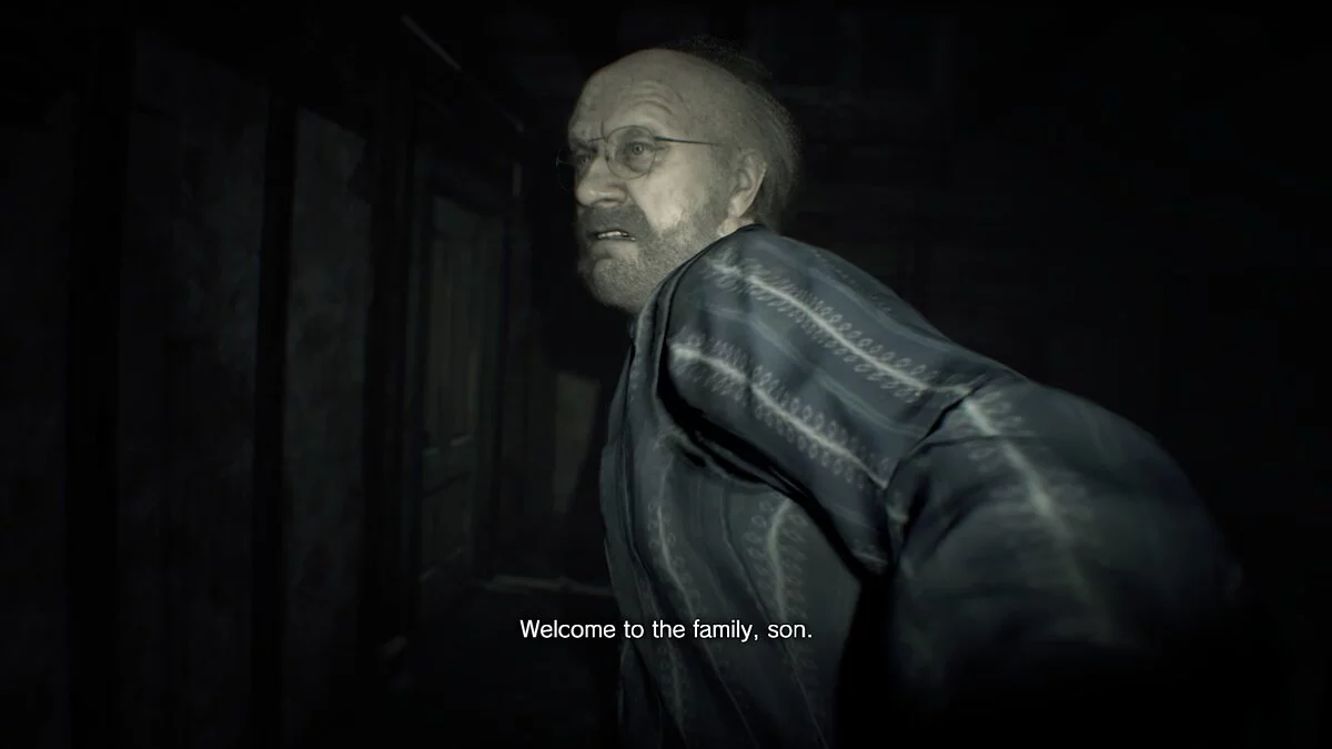 Resident Evil 7 Biohazard — Jack Baker in dark clothes