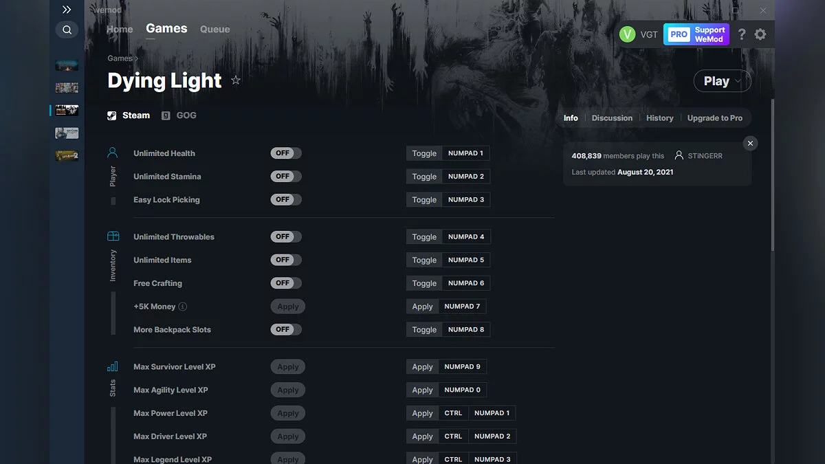 Dying Light — Trainer (+34) from 08/20/2021 [WeMod]