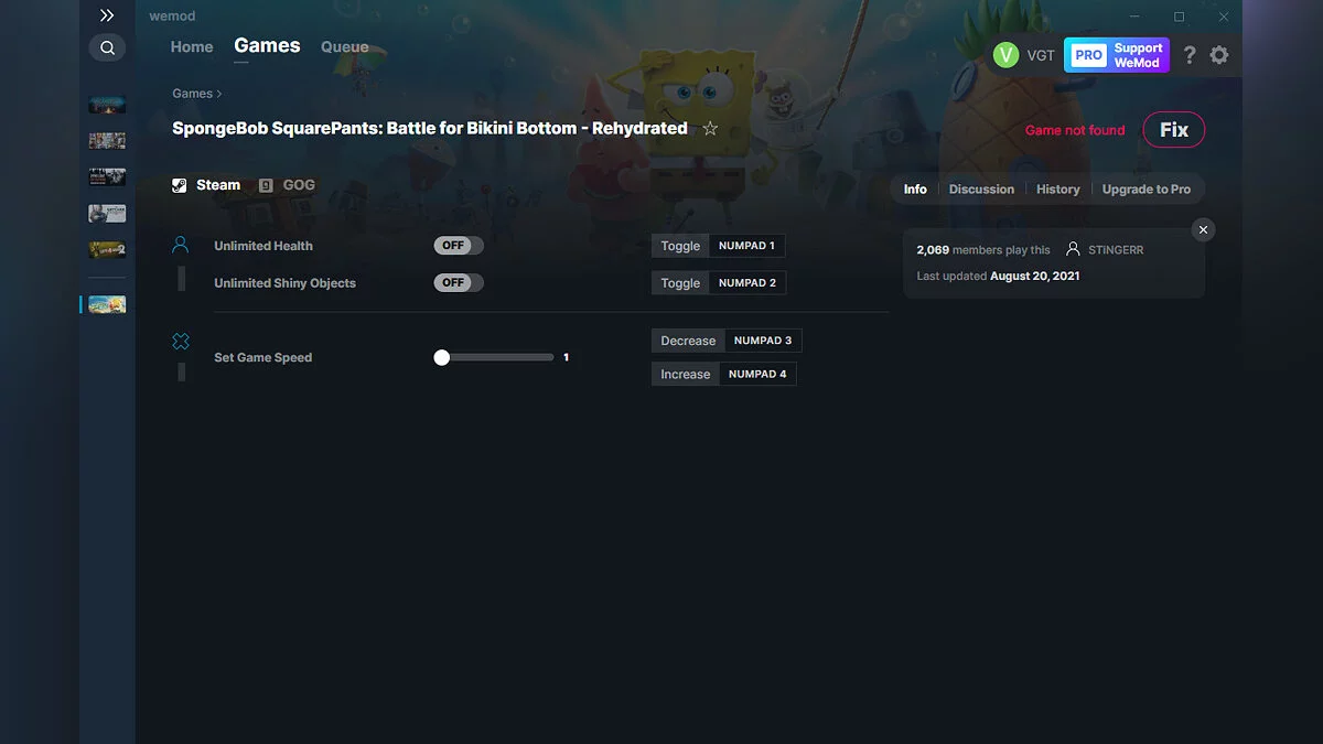 SpongeBob SquarePants: Battle for Bikini Bottom - Rehydrated — Трейнер (+3) від 20.08.2021 [WeMod]