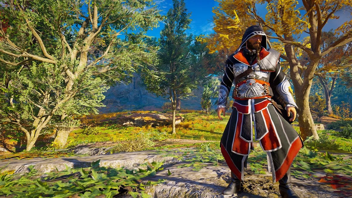 Assassin&#039;s Creed Valhalla — El traje negro y rojo de Ezio