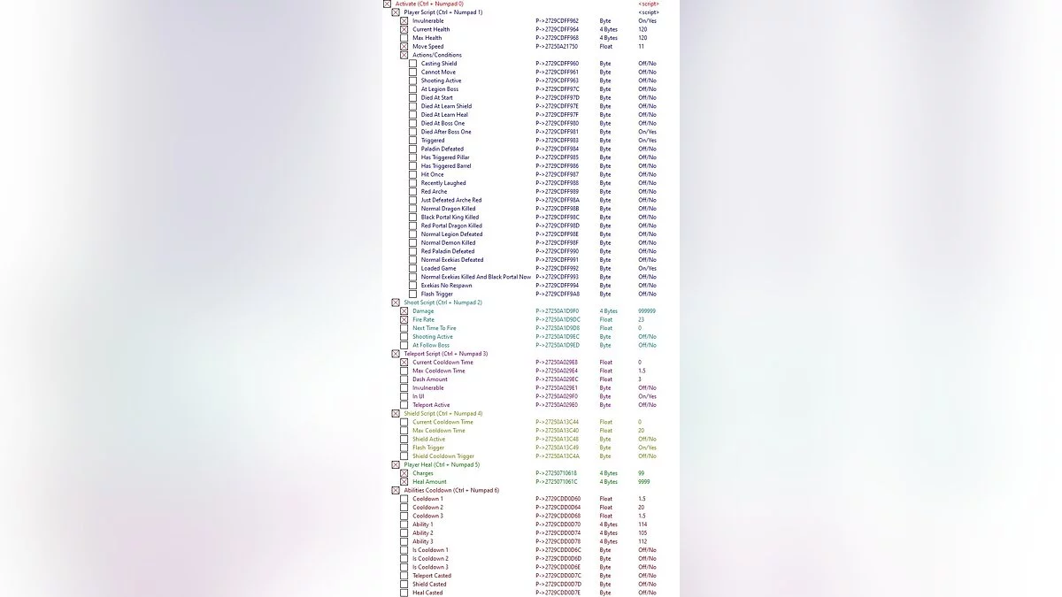 Tabla para Cheat Engine [1.1e]