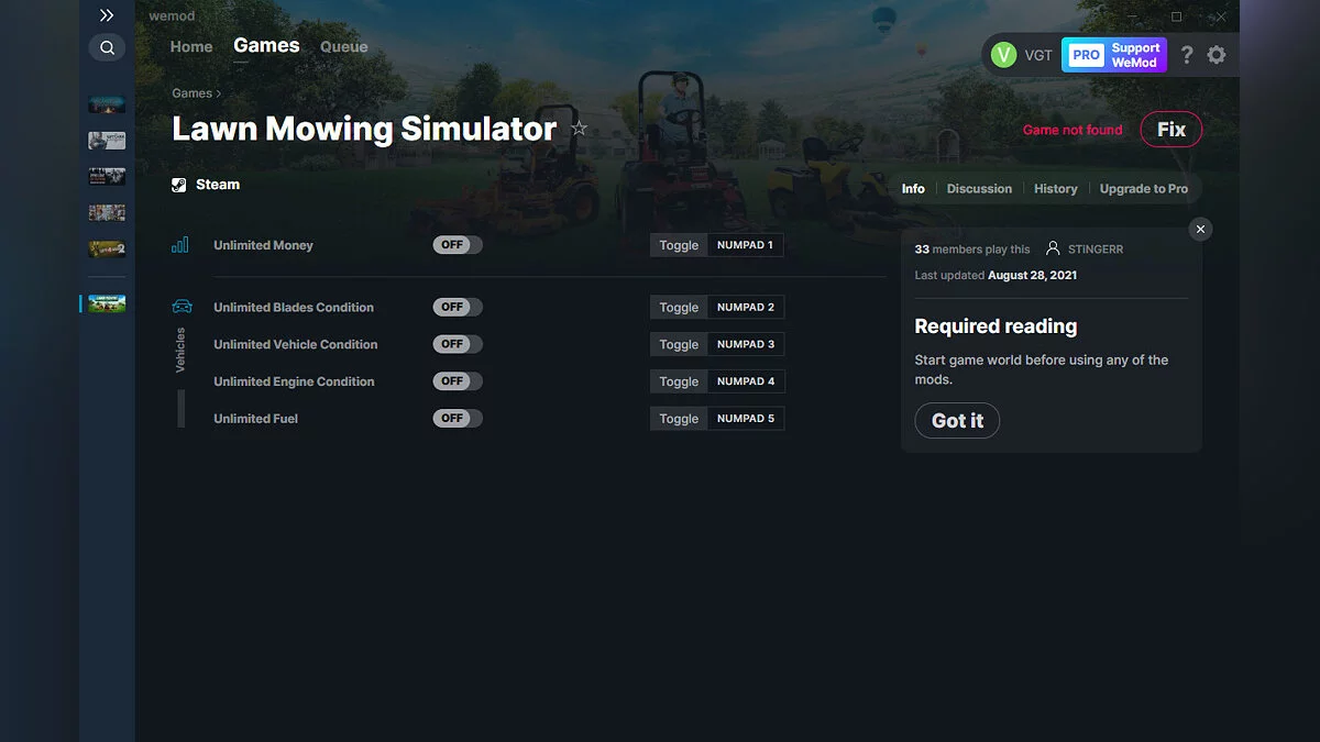 Lawn Mowing Simulator — Trainer (+5) from 08/28/2021 [WeMod]