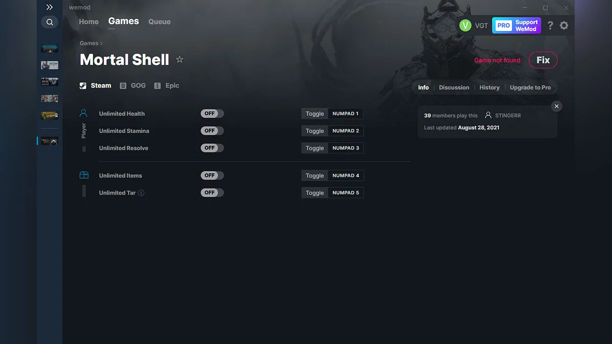 Mortal Shell — Entrenador (+5) del 28/08/2021 [WeMod]