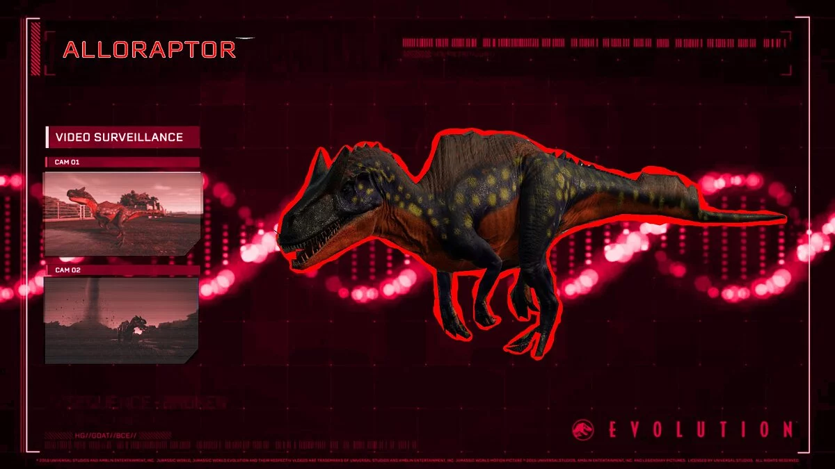 Jurassic World Evolution — Аллораптор (гибрид нового вида)