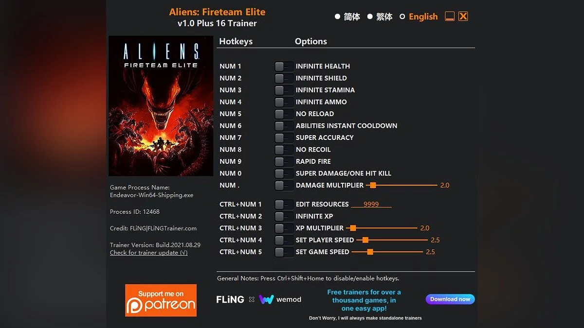 Aliens: Fireteam Elite — Entraîneur (+16) [1.0]