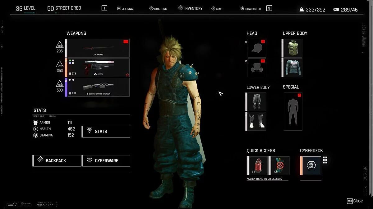 Cyberpunk 2077 — Одяг Клода з гри Final Fantasy 7