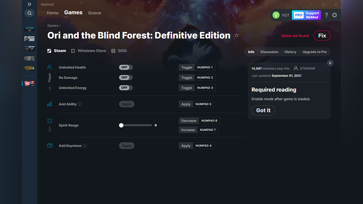 Ori and The Blind Forest: Definitive Edition — Trainer (+6) from 09/01/2021 [WeMod]