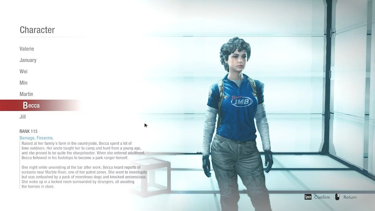 Resident Evil: Resistance — Becca in clothes from the game World War Z