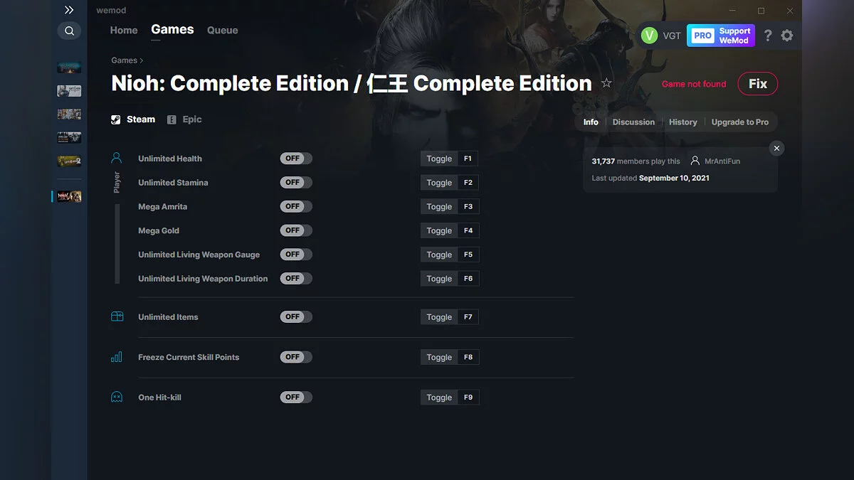 Nioh: Complete Edition — Trainer (+9) from 09/10/2021 [WeMod]