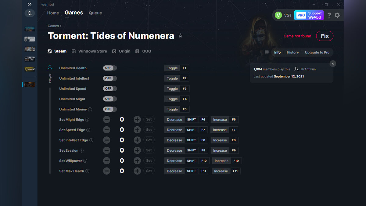 Torment: Tides of Numenera — Trainer (+11) from 09/12/2021 [WeMod]