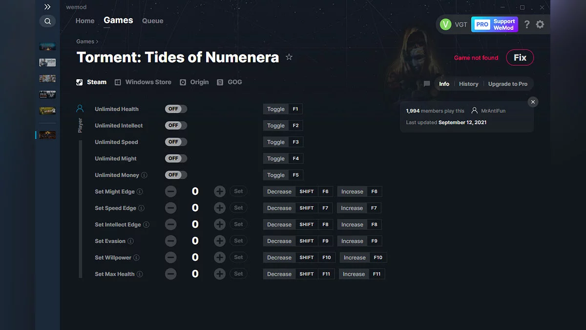 Torment: Tides of Numenera — Trainer (+11) vom 12.09.2021 [WeMod]